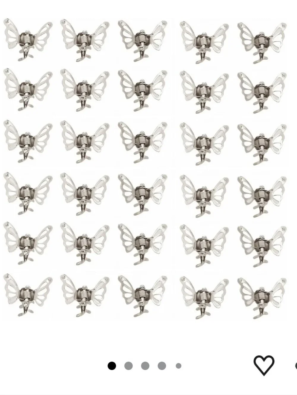 30 Pcs Silver Butterfly Hair Clips
